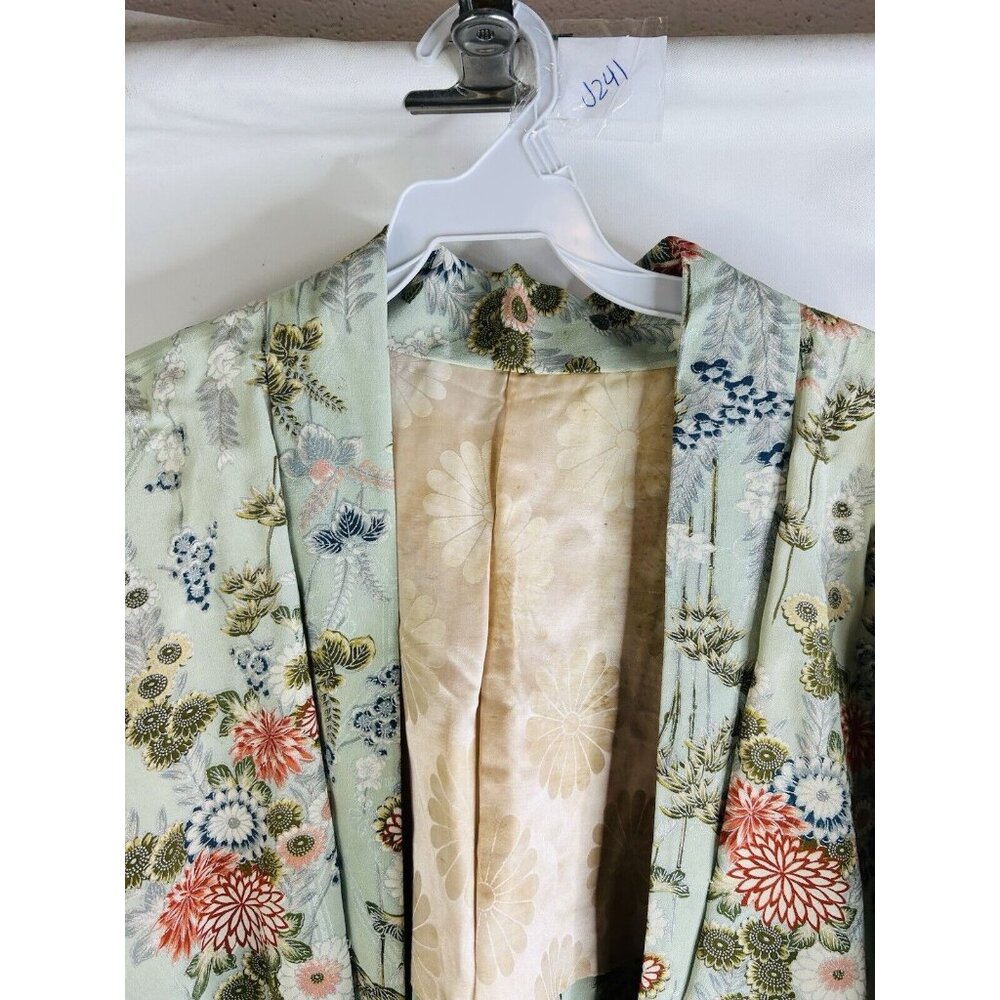Vintage Handmade Rainbow Oriental Floral Kimono Robe Cottagecore Boho - Picture 2 of 7